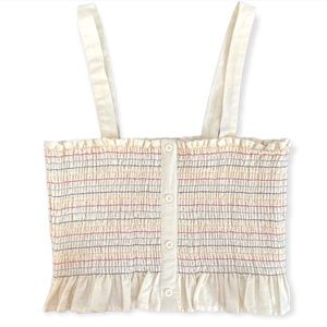 Urban Outfitters Smocked Crop Top Ruched Rainbow Ruffles Pin Stripes Size Meidum